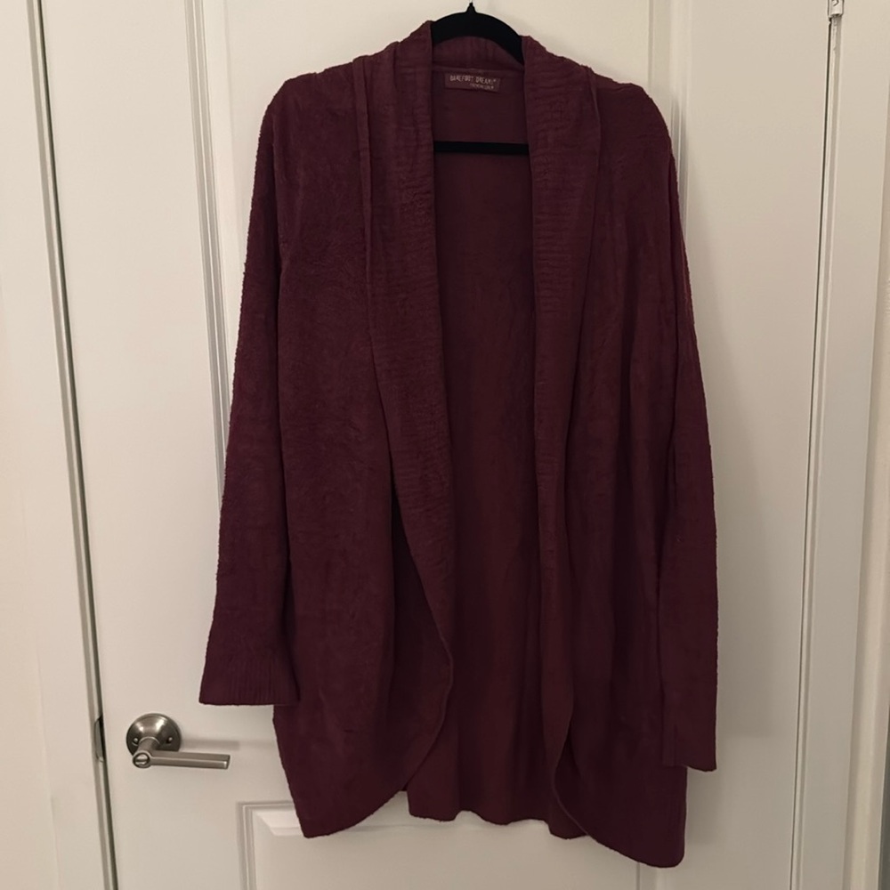 Barefoot Dreams CozyChic Lite Circle Cardigan, gorgeous wine color. M/L